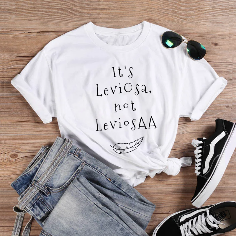 

It Leviosa Not Leviosa Letter T-shirt Ladies Summer 2022 Cute Wand Graphic Print Women T-shirt Harajuku Kawaii Tee Top