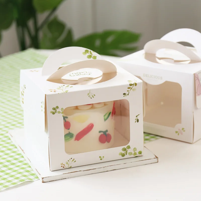 

10pcs/Lot 4 Inch Cake Packaging Paper Box Birthday Wedding Event & Party Bakery Gift Favor With Clear Transport Window