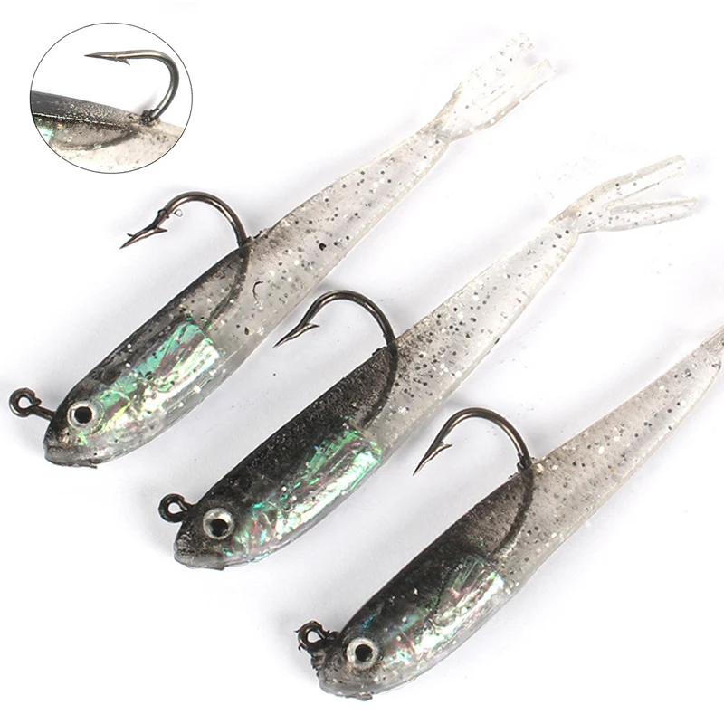 

10pcs Soft Lure Shad Tail 75mm With Or Without Hook Fish Artificial Silicone Soft Fish Fork Tail Catfish Bait For Fishing Tackle