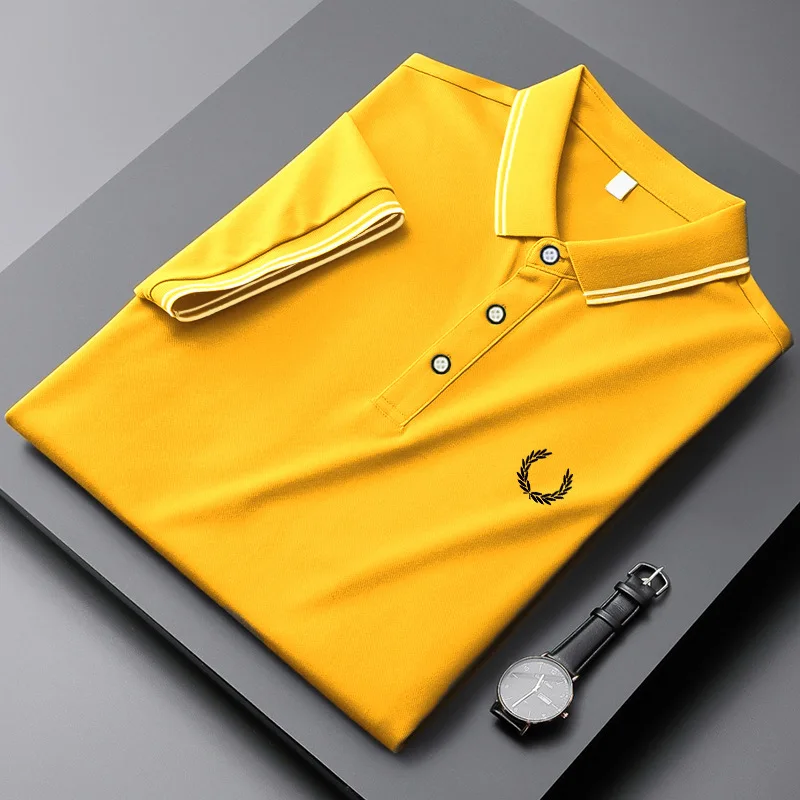 Рубашка-поло мужская с вышивкой хлопок 100% короткий рукав повседневная одежда