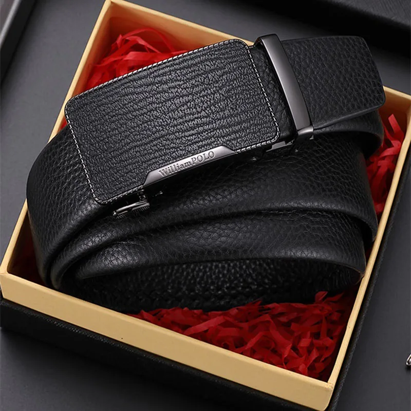 Simple business belt automatic buckle leather belt high-grade fashion belt