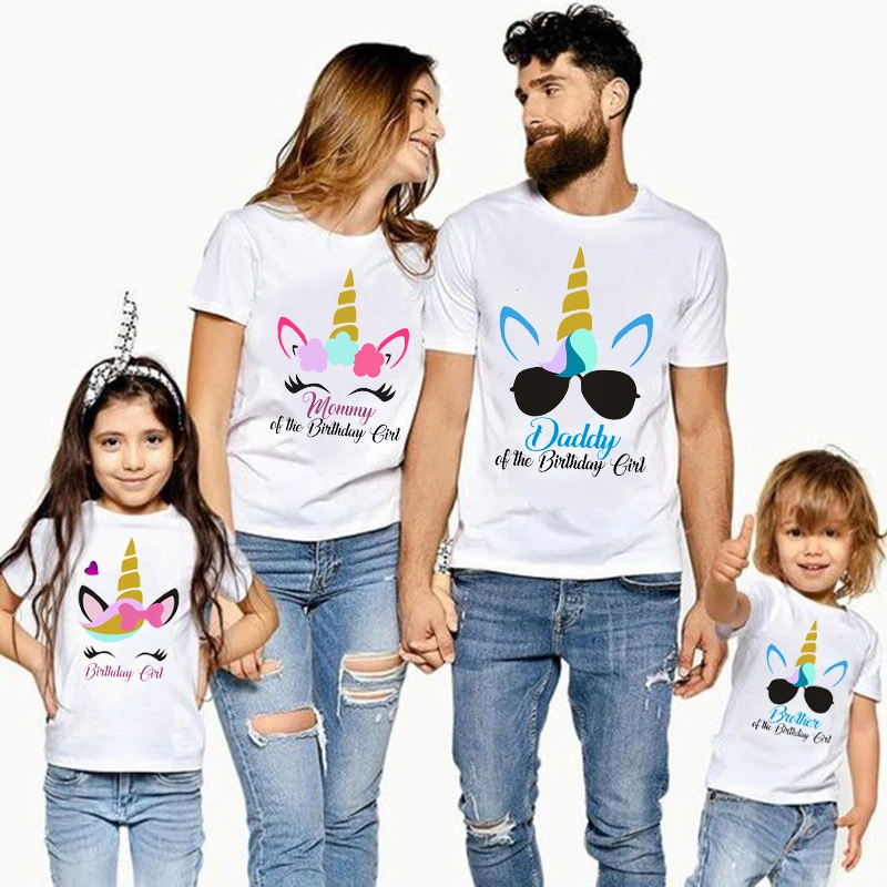 

1pc Family Matching Clothes Unicorn Daddy Mommy Brother Sister Girls Birthday Tshirts Funny Summer Family Look Party Tees Tops