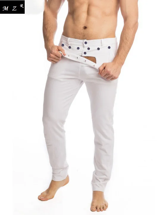 Men's Home Service Multifunctional Button Sexy Flip-top Stretch Adult Pajamas Tight Trousers