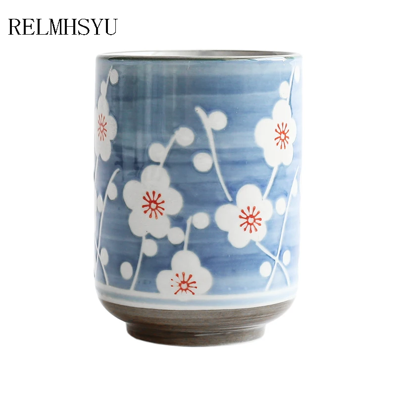 

1PC RELMHSYU Nordic Style 320ML Ceramic Painted Straight-body Water Tea Cup Set Drinkware