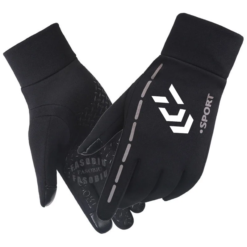 

Зимние водонепроницаемые ветрозащитные флисовые Нескользящие рыболовные перчатки Daiwa для активного отдыха, велоспорта, мужские перчатки с...