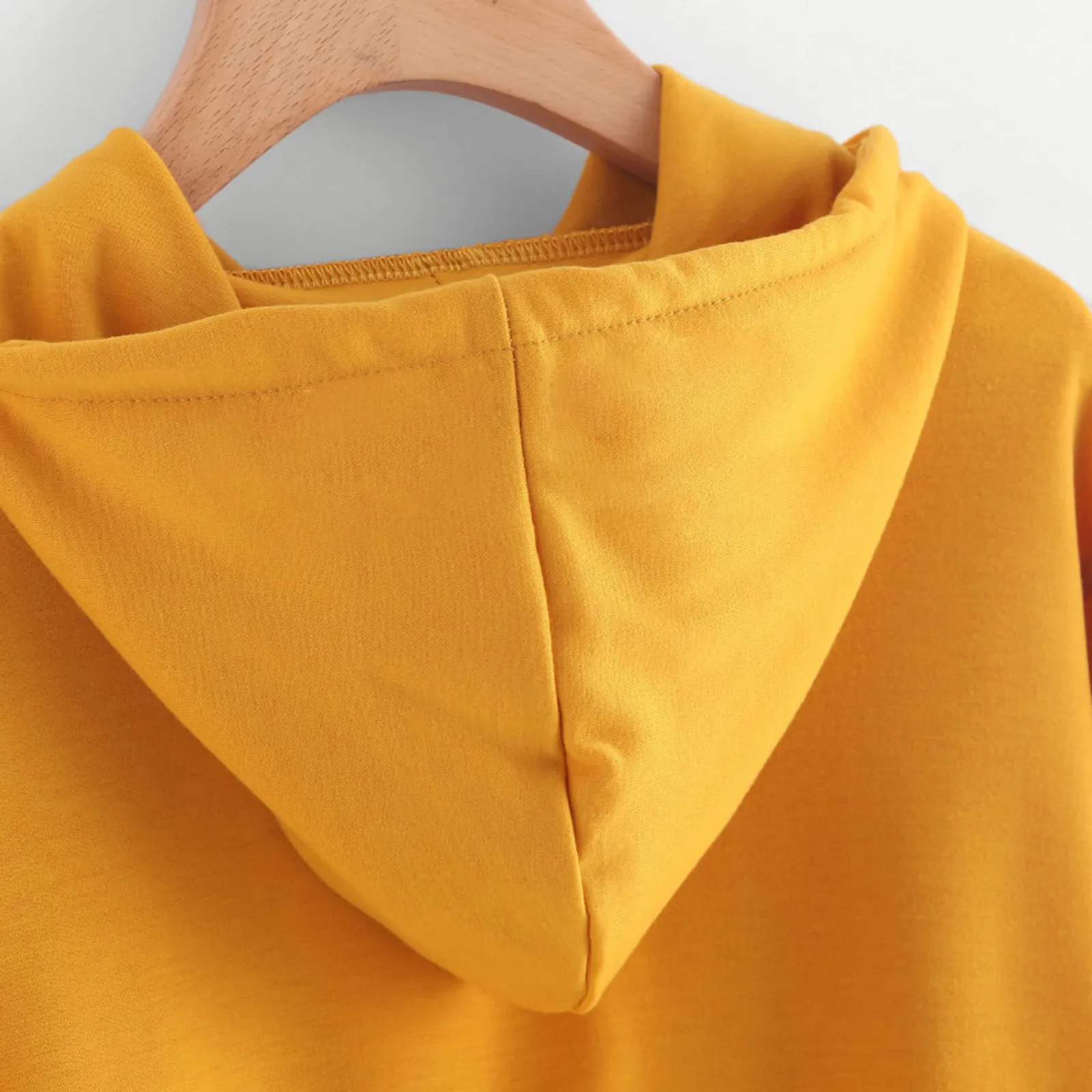 Hoodies Women Long Sleeve Crop Hooded Solid Yellow Sweatshirt Crop Top Pullover Blouse Harajuku Hoodie Streetwear Women Top 2022 5