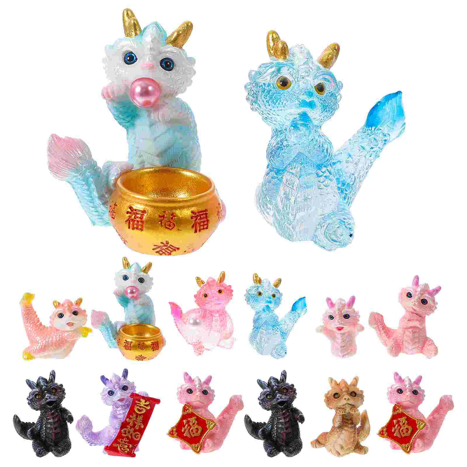 12 шт. год дракона мультяшная фигурка зодиакального смола сделай сам