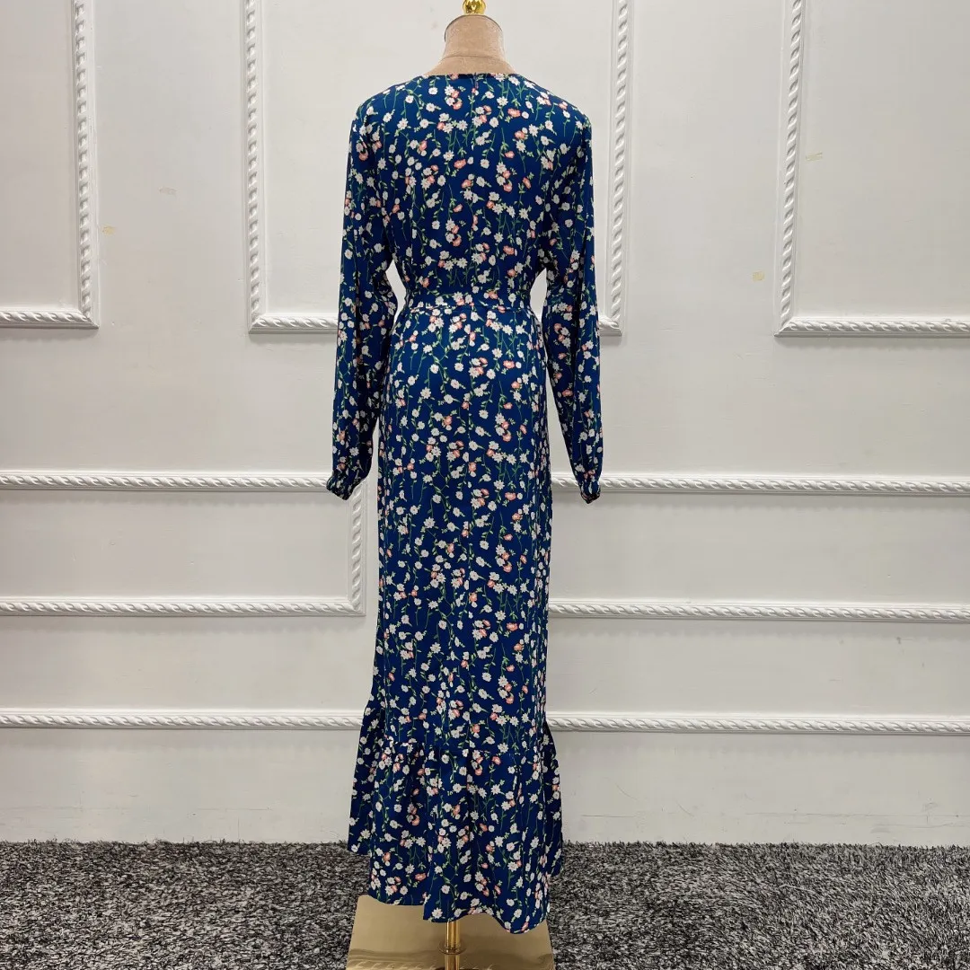 Muslim Dress Middle East Printed Ankle-length Long Dresses Abayas for Women Dubai Vistido Largo De Mujer Musulmana Turkey