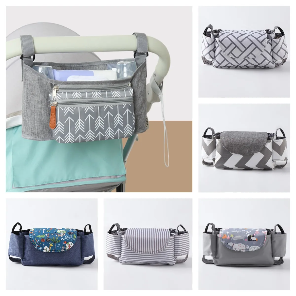 Baby Stroller Bag Universal Wearproof Infant Toddler Diaper Bag Multi-Pocket Mummy Travel Nappy Bag Organizer for Newborn