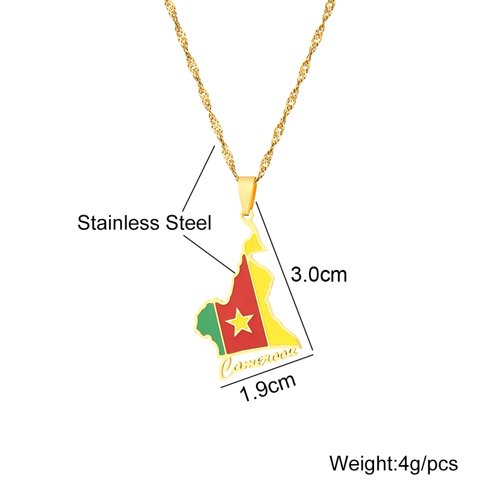 Модное ожерелье из нержавеющей стали с картой Камеруна для мужчин и женщин