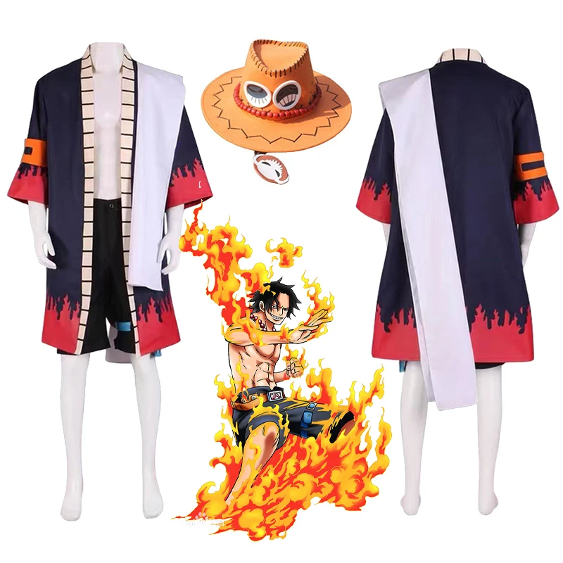 

Portgas D Ace cospaly Anime ONE PIECE cosplay Cloak hat pants Cosplay Costume man