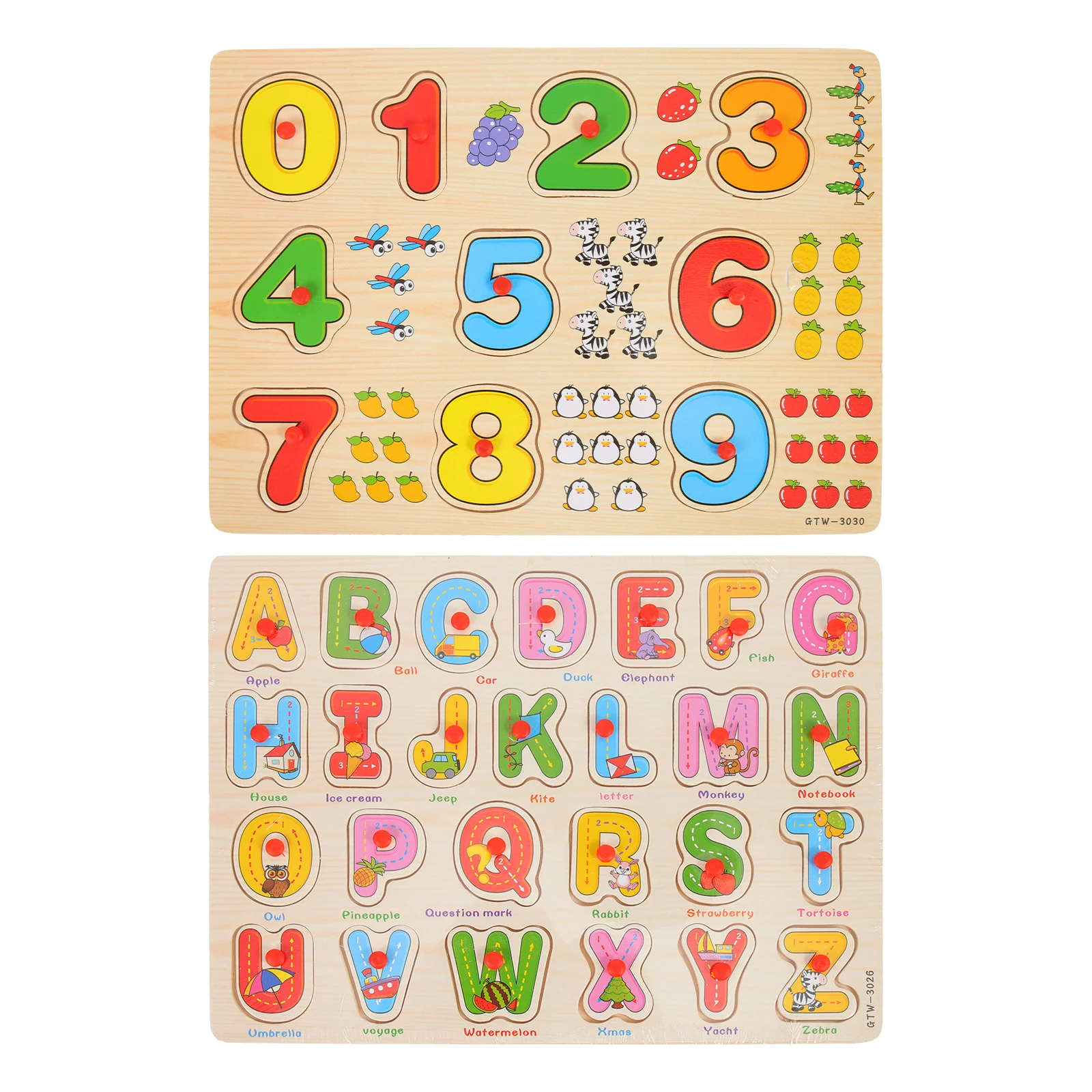 

2 Sets Wood Baby Toy Early Childhood Education Puzzle Numbers Matching Wooden Educational Jigsaw Toys Plaything