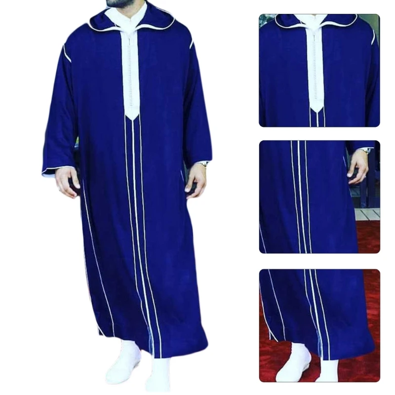 Muslim Clothing Eid Middle East Jubba Thobe Long Sleeves Arabic Men's Robes Arabic Caftan for Spring Summer Fall Winter