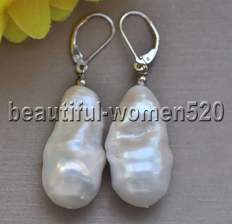 

Серьги-подвески с жемчугом Кеши, серебро пробы, 32 мм