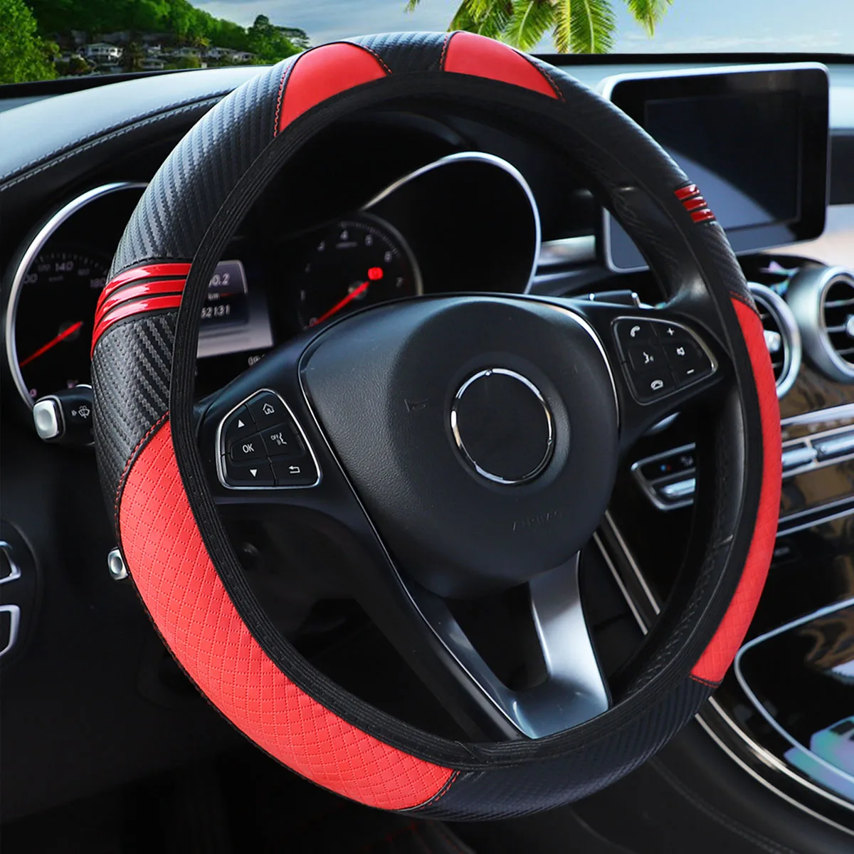 Кожаный Чехол На Руль С Рисунком Маленького Монстра Мультяшным Котом Для