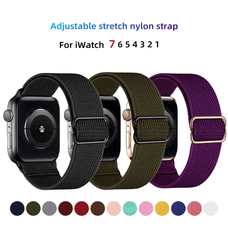 

Strap For Apple Watch Series 7 Smart Watch Band for 44mm 40mm 42mm 38mm Adjustable Breathable Nylon Strap for iWatch 6 5 4 3 2 1