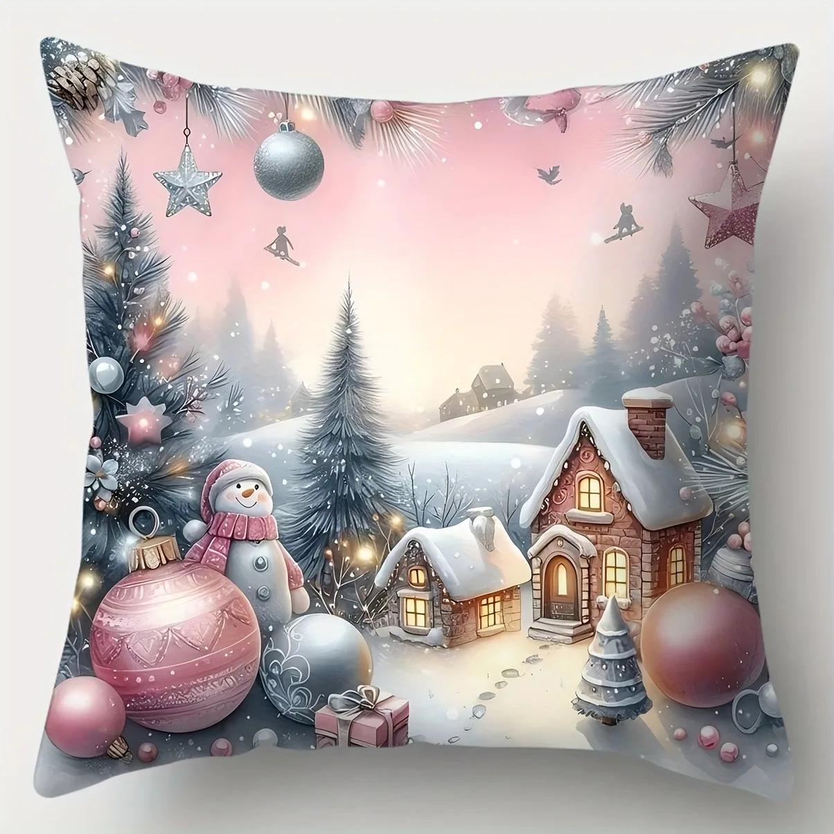 

Наволочка Pink cute Christmas полиэстер велюр 40x40/45x45/50x50/60x60 см
