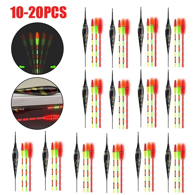 

10/20PCS Fish Bite Luminous Electric Fishing Floats Automatic Reminder Color High Sensitivity Thickened Stick Buoy Bobber Lure