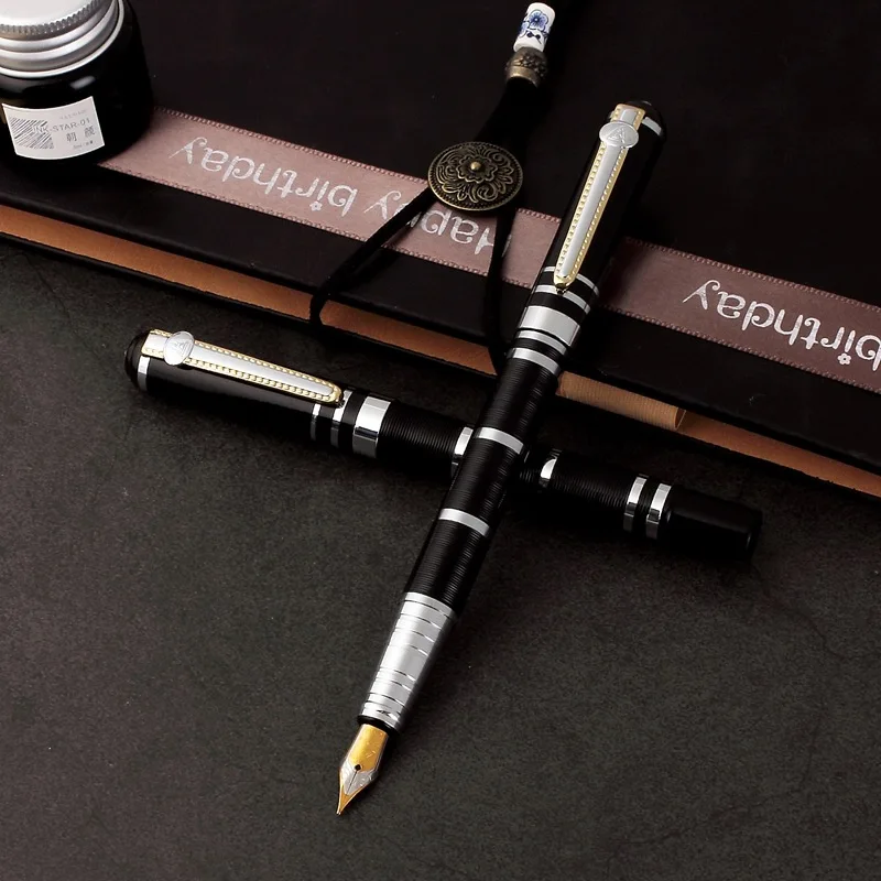 

14Pcs Luxury Quality Metal Black Fountain Pen Financial Office Student School Stationery Supplies Ink Pens