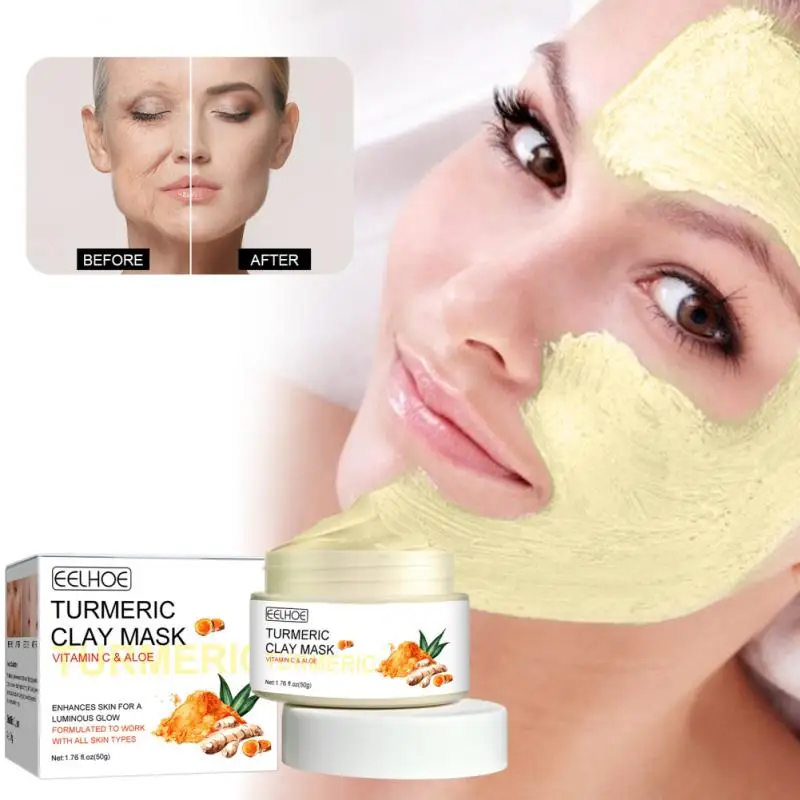 

Turmeric Mud Face Mask deeply cleansing purification brightening skin organic ginger bentonite yellow facial skin care mud mask