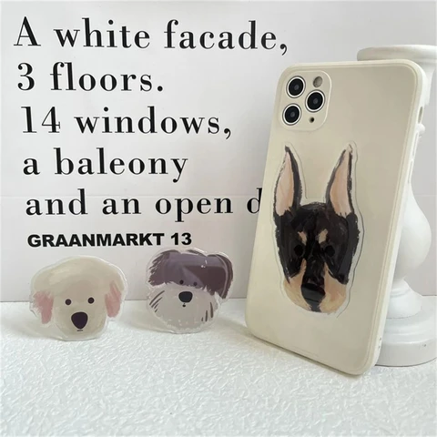 Глянцевая Подставка для телефона для iPhone 15 14 13 12 Pro Мультяшное животное Милый щенок Собака Глянцевая ручка Tok Подставка для телефона Кронштейн для iPhone 15 14 13 12 Pro Griptok Поддержка Универсальный держате