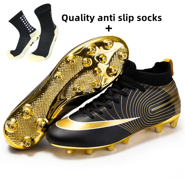 Long Spikes Soccer Shoes TF Ankle Football Boots Outdoor Grass Cleats EU Size 30-44 2