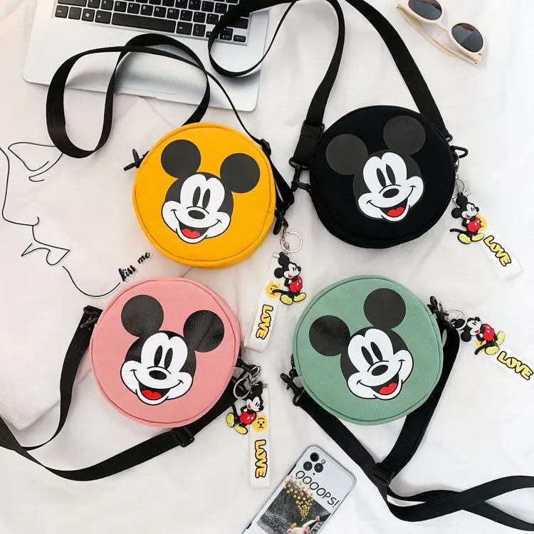 

Милая холщовая сумка-мессенджер Disney ins, маленькая Корейская Студенческая Фея Микки-Мауса для девушек, яркая сумка на одно плечо