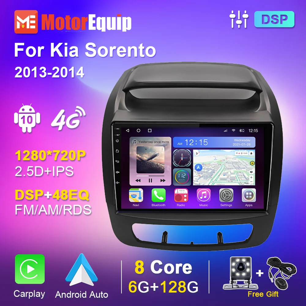 

Автомагнитола 8G 128G для Kia Sorento 2013 2014, Авторадио, мультимедийный плеер, навигация GPS 1280*720 IPS WiFi 4G Carplay Android 10