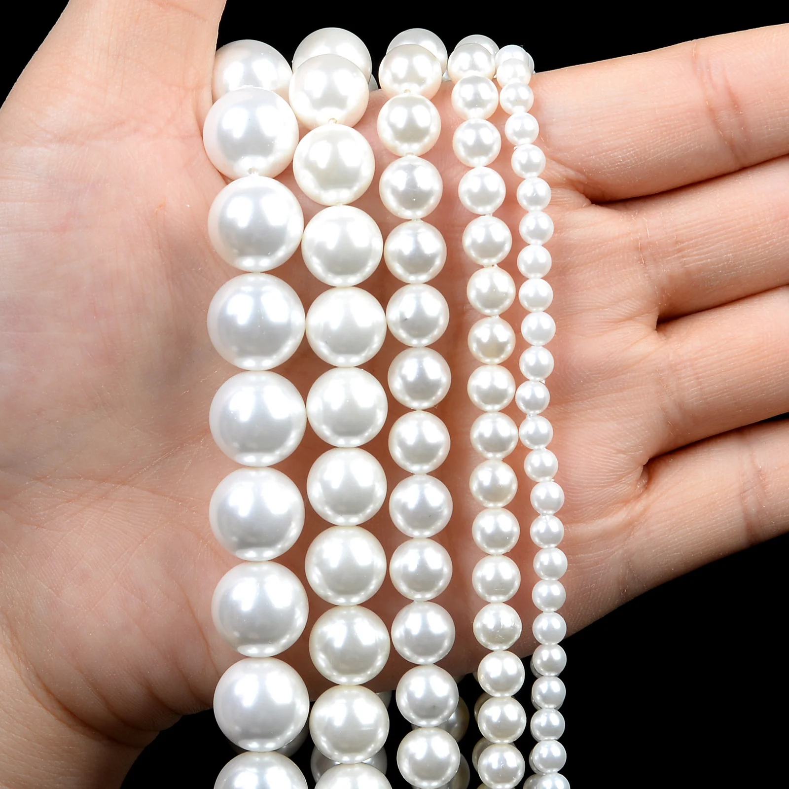 Круглые бусины-разделители из ракушек и хлопка 6-12 мм |