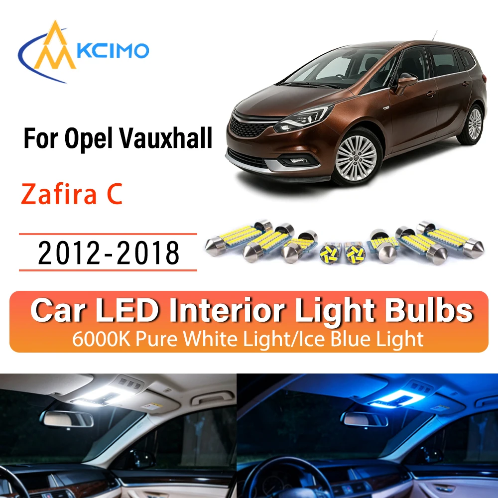 Фото Надежные светодиодные внутренние фонари для Opel Vauxhall Zafira C 2012-2018, премиум-комплект синего и белого света, долговечные, быстрая установка. №1