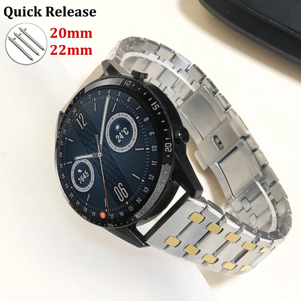 

Solid Luxury Metal Band For Samsung Galaxy Watch 4 46mm 42MM 3 41mm Gear Class S2 s3 For Huawei GT2 2e Amazfit Bip GTR 20mm 22mm