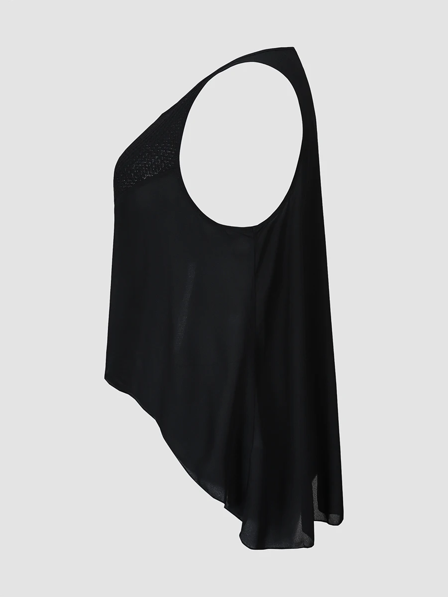 Finjani Solid Color Tank Tops Plus Size Loose Bat Shaped Vest Polyester Women Cami Top