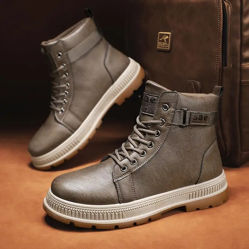 

High-Top American Men's 2023 New Boys Raise the Bottom Motorcycle British Working Wear Spring Mechanical Style