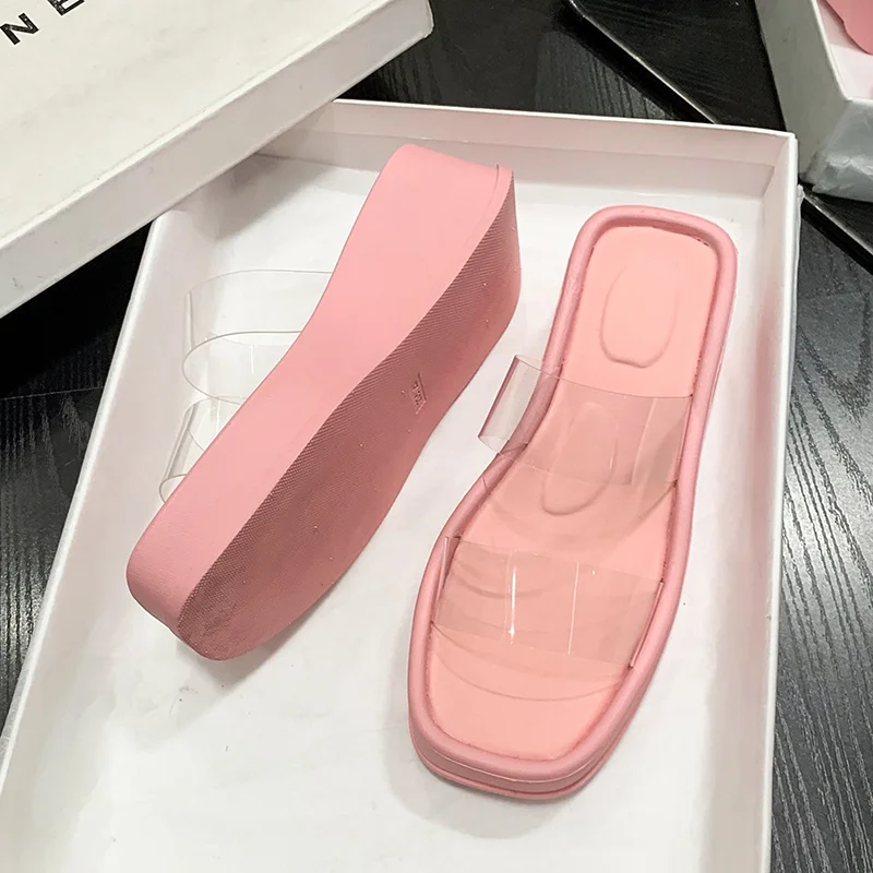 Sandals Summer 2023 New Women Slippers Wedges Platform Beach Flip Flops Trend High Heels Ladies Shoes Pumps Thick Slides Mujer