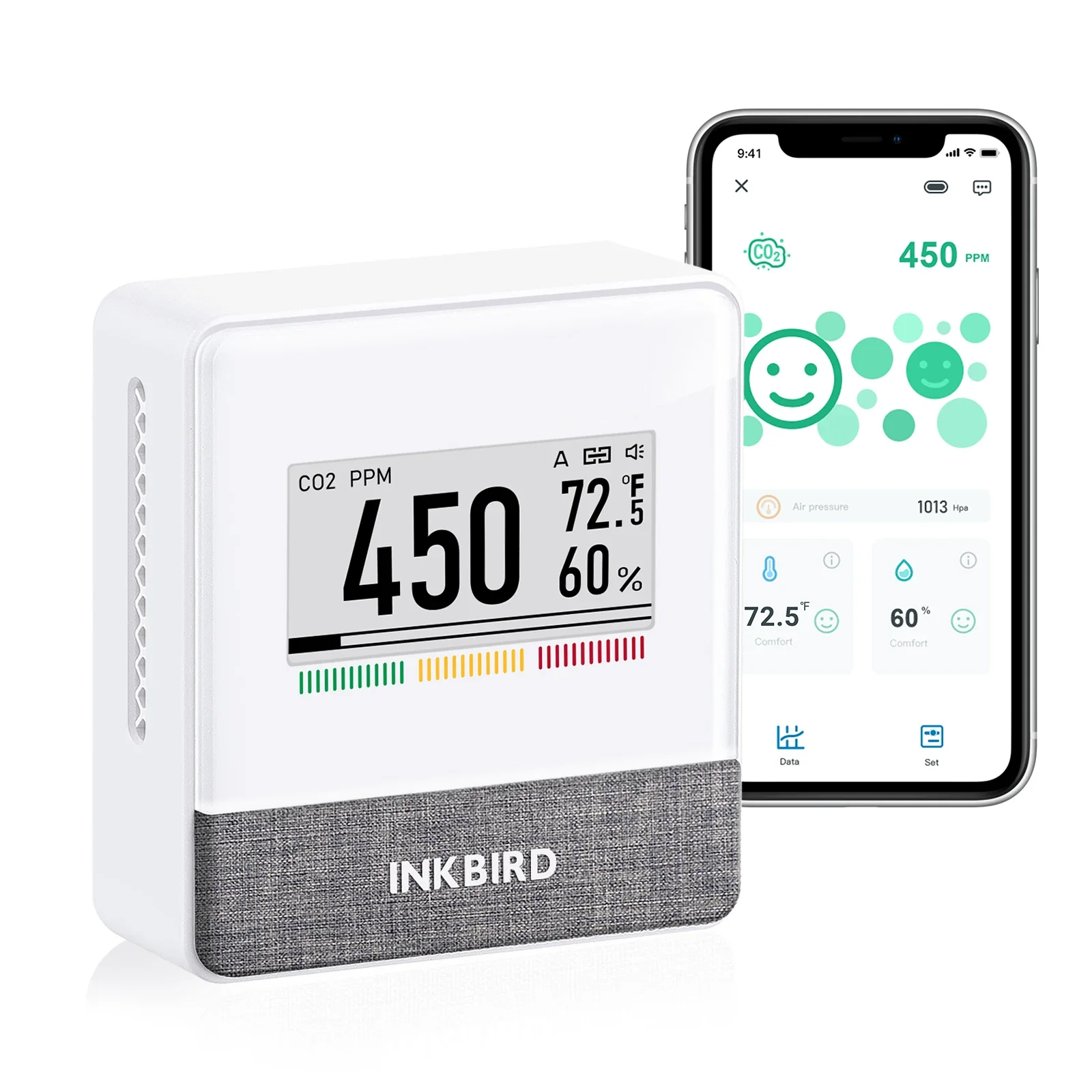 Фото Монитор качества воздуха INKBIRD IAM-T1 4-в-1: CO2, температура, влажность, давление воздуха №1