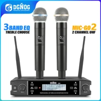 dgnog uhf microphone g02 2 channel wireless system for family karaoke entertainment party auditorium and office meeting