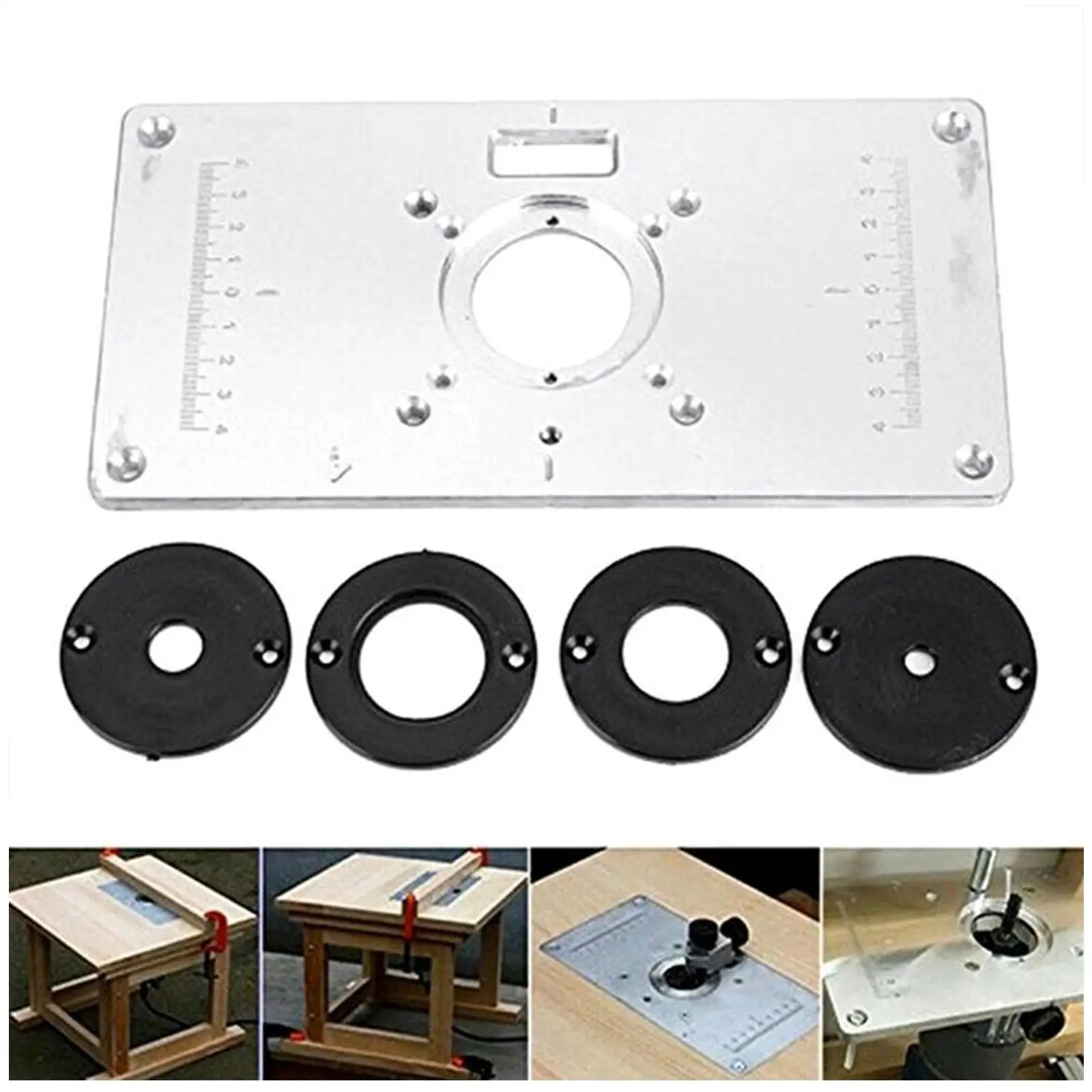 Multifunctional Aluminium Router Table Insert Plate Machine Trimmer Router Woodworking Engraving Wood Models Benches J3X8