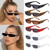 1pc unisex small narrow rectangle frame sunglasses fashion retro sun glasses trendy vintage streetwear eyewear uv400 glasses