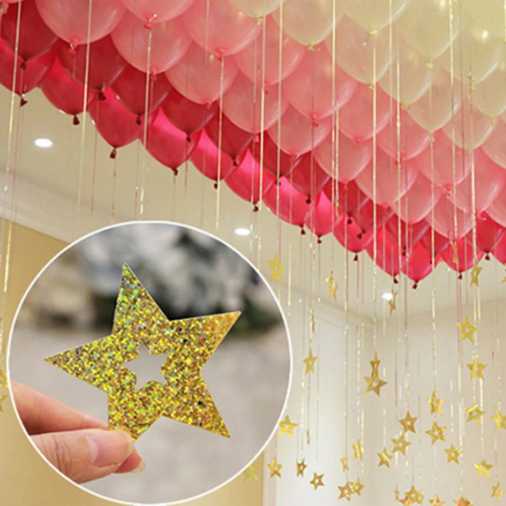 

100PCS Star Card Pendant Birthday Decorate Rain Silk Sequin Pendant Wedding Wedding Room Decoration Balloon Rain Silk Pendant