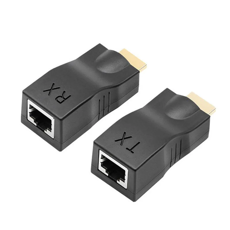 1pcs Video Extender HDMI-compatible to RJ45 4K 3D HDTV 1.4 Up to 30M Extension toRJ45 Over Cat 5E/6 Network LAN Ethernet Adapter