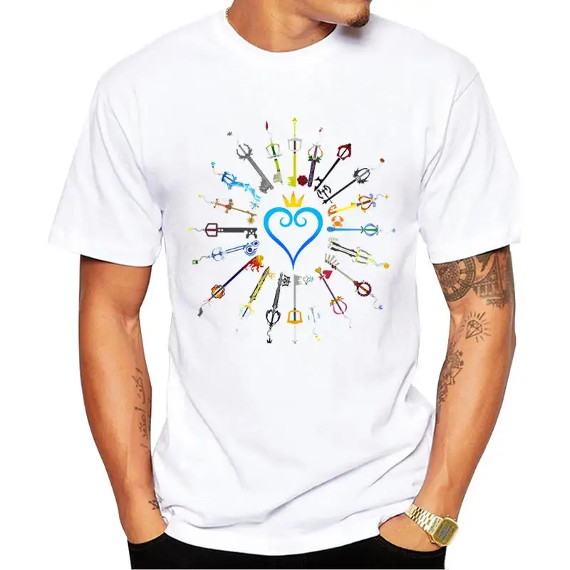 

FPACE Short Sleeve Man Tops Fashion Keyblades T-Shirt Kingdom Hearts Printed Tshirts Cool t shirts Essential Tee