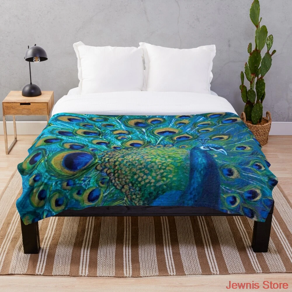 

Одеяло в виде павлина Full Glory, покрытое сублимационной печатью, Фланелевое постельное белье для детей и взрослых