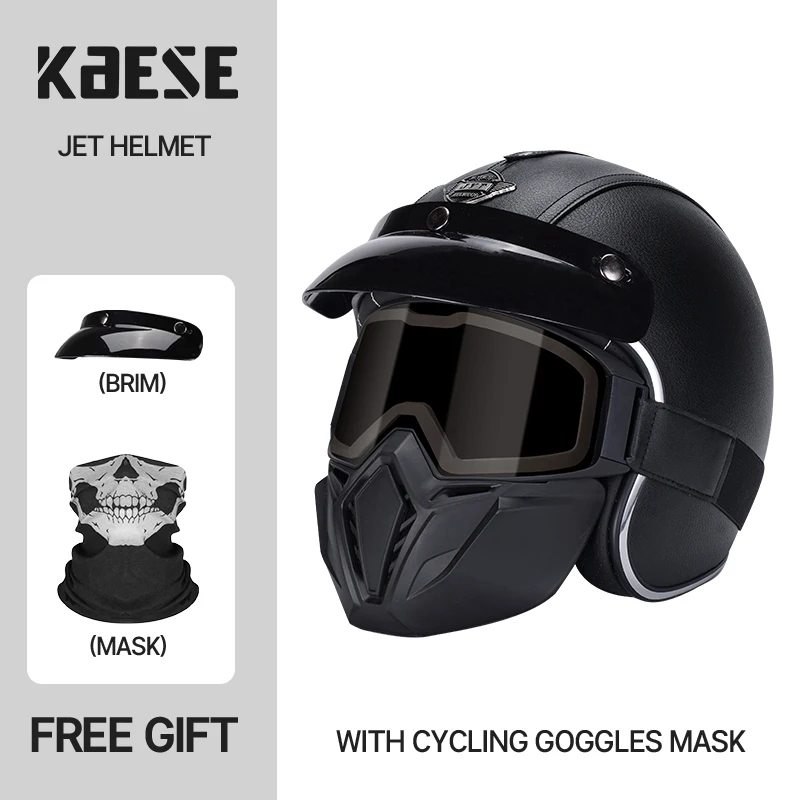 Мотоциклетный шлем для Harley Davidson кожаный с открытым лицом в стиле ретро скутера