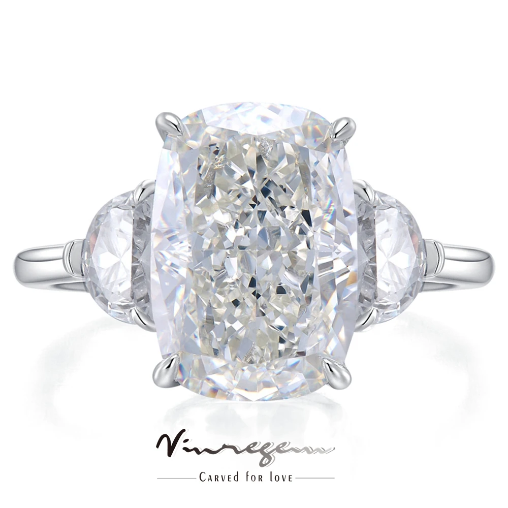 

Vinregem 18K White Gold 9*13MM Crushed Ice Cut G Sapphire Gemstone Ring Anniversary Gift 925 Sterling Silver Engagement Jewelry