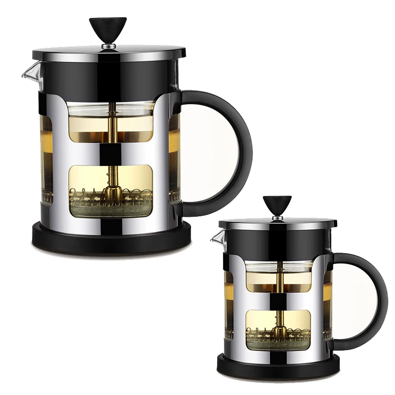 

French Press Stainless Steel Coffee Pot Maker Glass Tea Pot With Tea Strainer Filter Kettle Teapots Coffee Machine