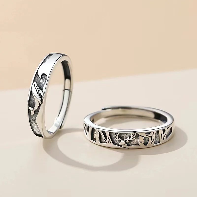 

Vintage couple rings Original design Sterling silver Lover's gift Anime accessories Free shipping items