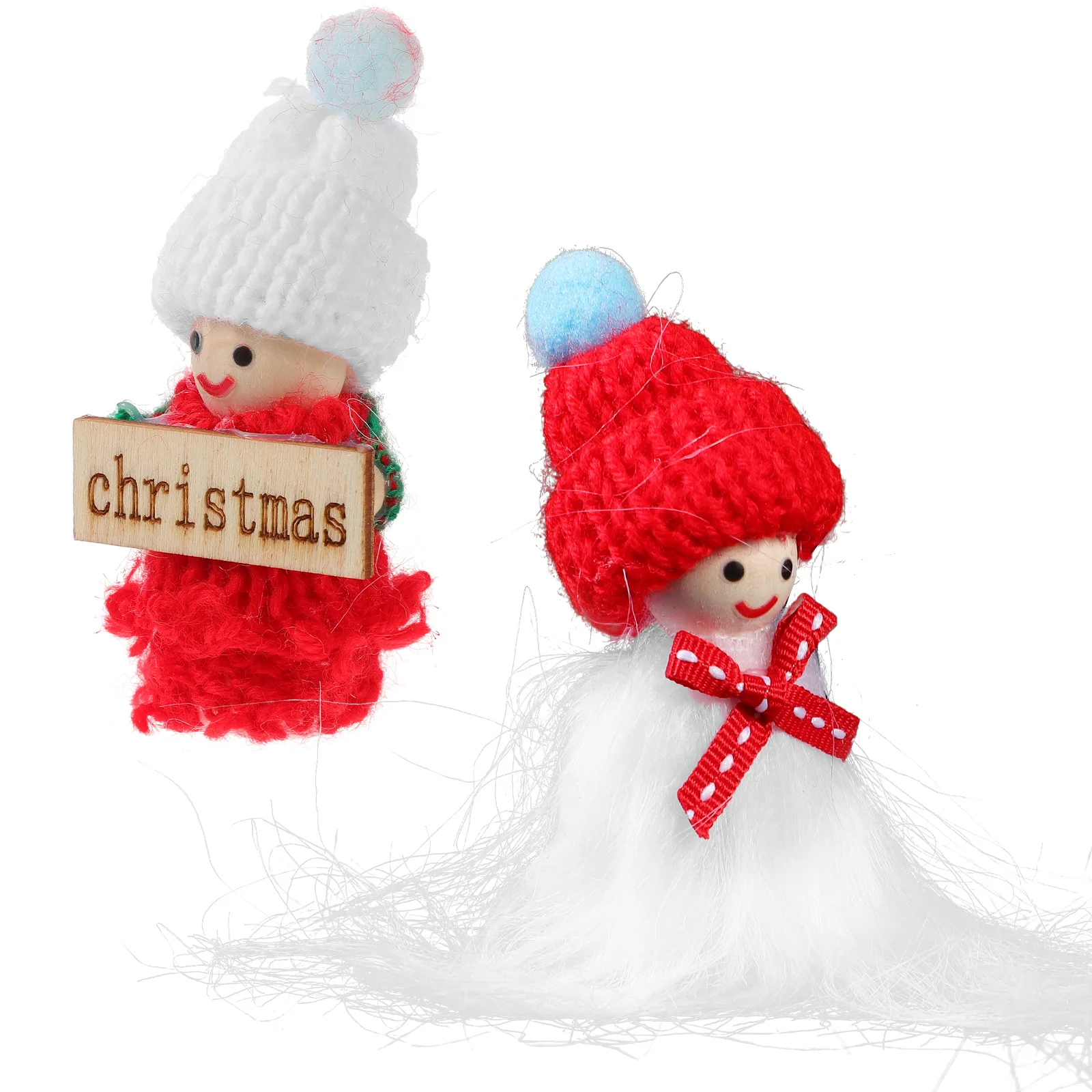 

2pcs Mini Dolls Craft Cloth Dolls Christmas Decors Pendant Dolls Dollhouse Accessories