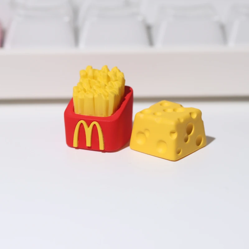 

Cheese/Fries Resin Keycaps 3D Printed Personalized ESC Keys Stereoscopic Cross Shaft Mechanical Keyboard Replacement Keycaps