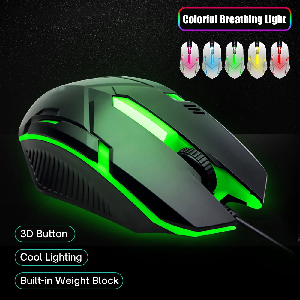 

RGB Wired Mouse 7 Color Optical Computer 3 Button Mouse 1600 DPI Mice for Home Office Windows PC Laptop Desktop Accessories