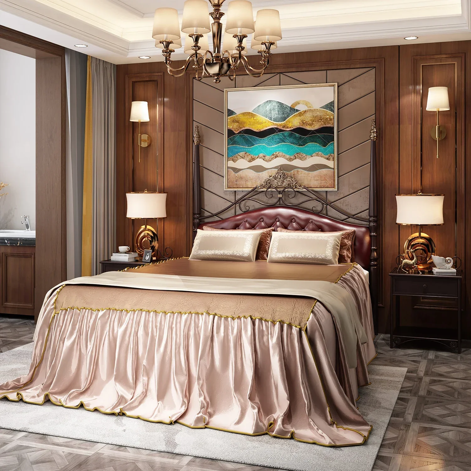 Железная арт-кровать 1 8 м 5 винтажная принцесса uble Роскошная железная рама класса